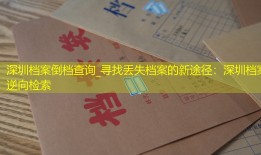 深圳档案倒档查询_寻找丢失档案的新途径：深圳档案逆向检索