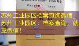苏州工业园区档案查询微信_苏州工业园区：档案查询，就靠微信！