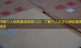 河南个人档案查询系统入口：了解个人历史记录的重要途径