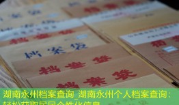 湖南永州档案查询_湖南永州个人档案查询：轻松获取居民个性化信息