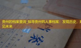 贵州的档案查询_探寻贵州的人事档案：发现历史，窥见未来