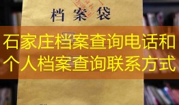 石家庄档案查询电话和个人档案查询联系方式