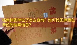 档案掉到单位了怎么查询？如何找回掉落在单位的档案信息？