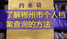 了解郴州市个人档案查询的方法