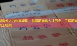 湖南省人力档案查询：掌握湖南省人才历史，了解湖南员工档案