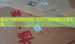 查询干部档案的范围_寻找干部档案的深度挖掘