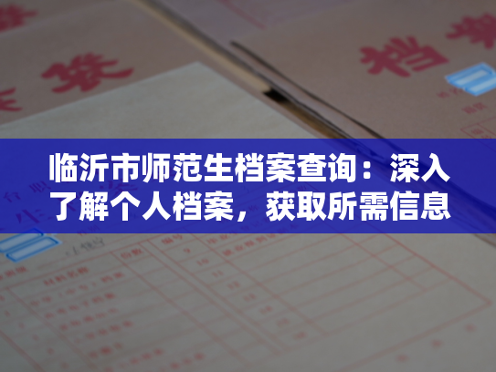 临沂市师范生档案查询：深入了解个人档案，获取所需信息