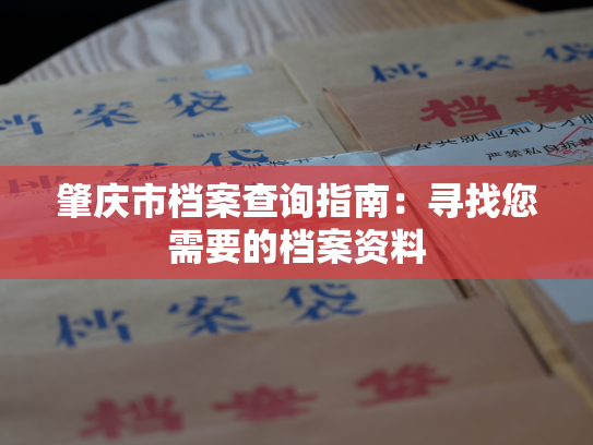 肇庆市档案查询指南：寻找您需要的档案资料