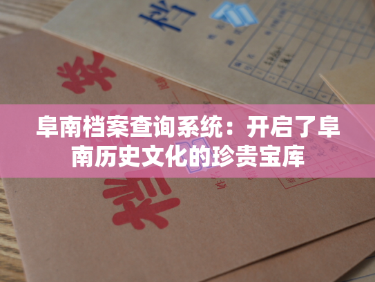 阜南档案查询系统：开启了阜南历史文化的珍贵宝库
