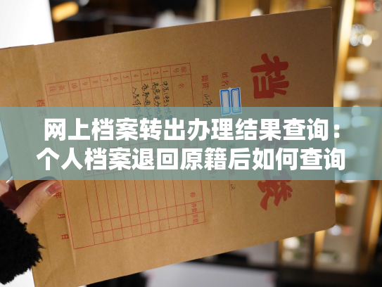 网上档案转出办理结果查询：个人档案退回原籍后如何查询