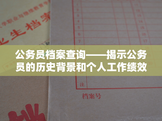 公务员档案查询——揭示公务员的历史背景和个人工作绩效的查档服务