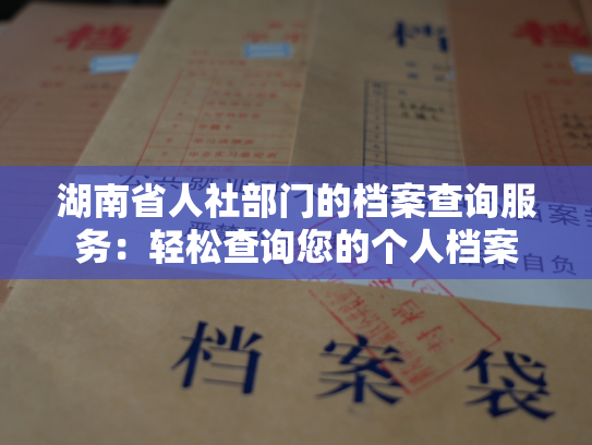 湖南省人社部门的档案查询服务：轻松查询您的个人档案