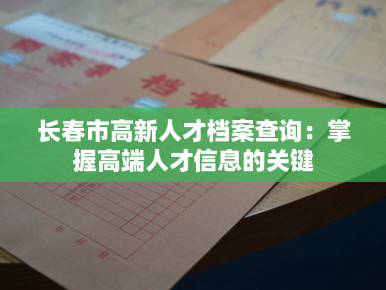 长春市高新人才档案查询：掌握高端人才信息的关键
