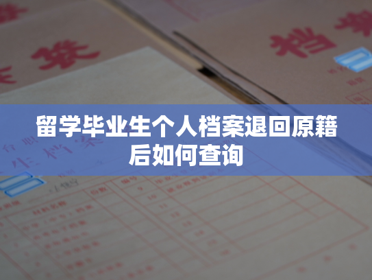 留学毕业生个人档案退回原籍后如何查询