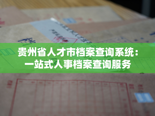 贵州省人才市档案查询系统：一站式人事档案查询服务