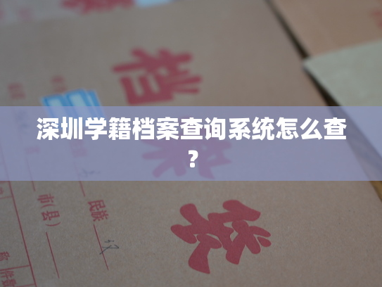 深圳学籍档案查询系统怎么查？