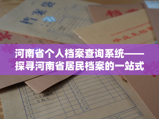 河南省个人档案查询系统——探寻河南省居民档案的一站式查询平台