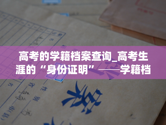高考的学籍档案查询_高考生涯的“身份证明”──学籍档案，如何合法查询？