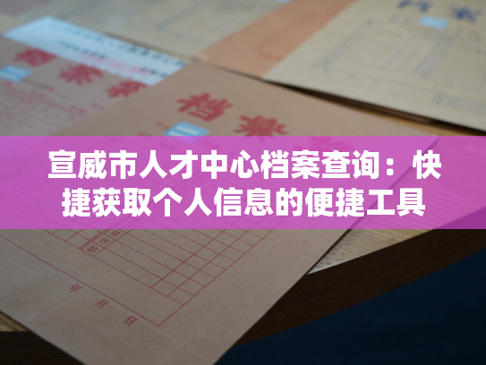 宣威市人才中心档案查询：快捷获取个人信息的便捷工具