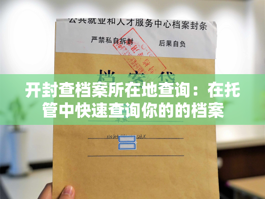 开封查档案所在地查询：在托管中快速查询你的的档案