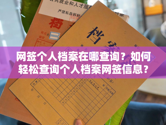 网签个人档案在哪查询？如何轻松查询个人档案网签信息？