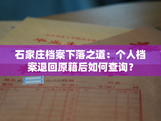 石家庄档案下落之道：个人档案退回原籍后如何查询？