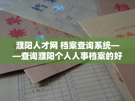 濮阳人才网 档案查询系统——查询濮阳个人人事档案的好帮手