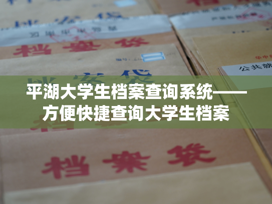 平湖大学生档案查询系统——方便快捷查询大学生档案