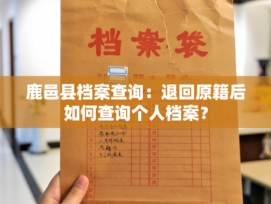 鹿邑县档案查询：退回原籍后如何查询个人档案？