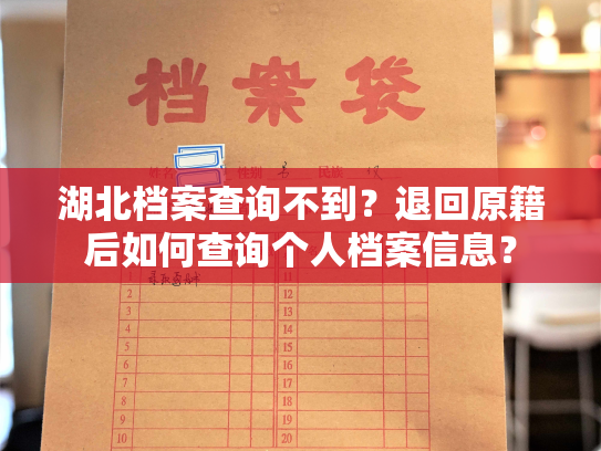湖北档案查询不到？退回原籍后如何查询个人档案信息？