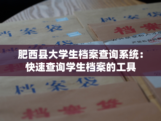 肥西县大学生档案查询系统：快速查询学生档案的工具
