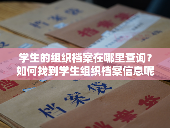 学生的组织档案在哪里查询？如何找到学生组织档案信息呢？