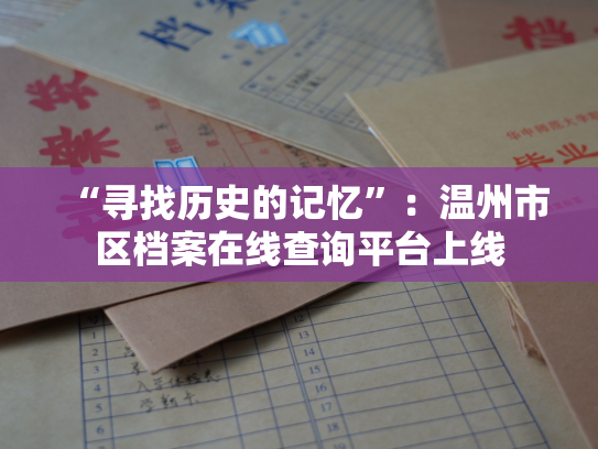 “寻找历史的记忆”：温州市区档案在线查询平台上线