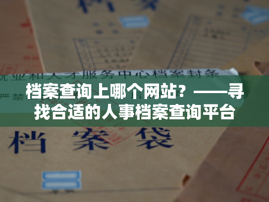 档案查询上哪个网站？——寻找合适的人事档案查询平台