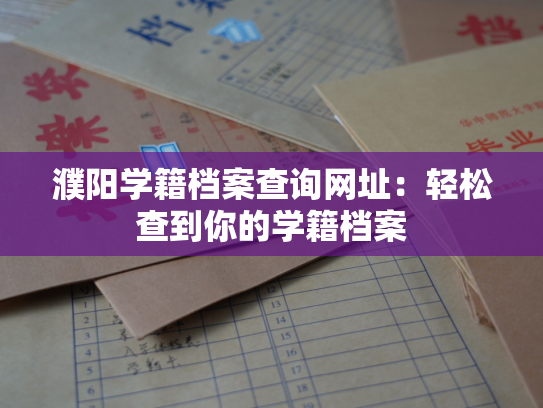 濮阳学籍档案查询网址：轻松查到你的学籍档案
