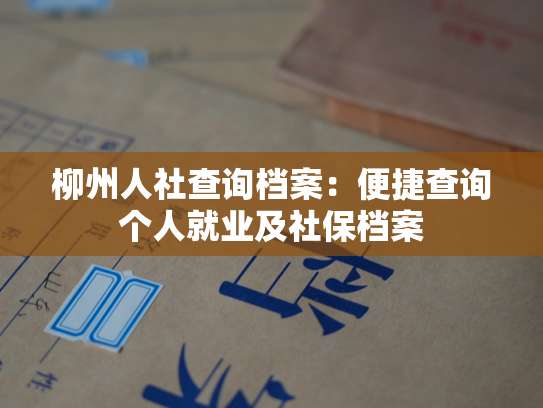 柳州人社查询档案：便捷查询个人就业及社保档案