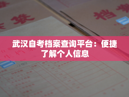 武汉自考档案查询平台：便捷了解个人信息