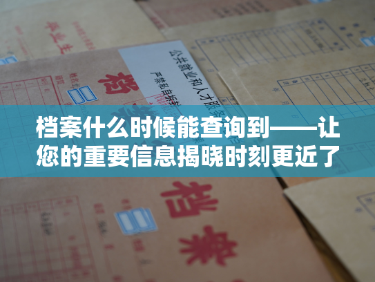 档案什么时候能查询到——让您的重要信息揭晓时刻更近了一步！