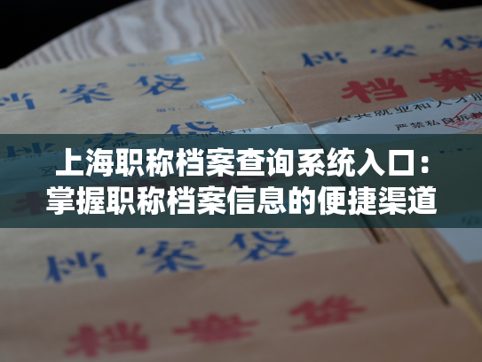 上海职称档案查询系统入口：掌握职称档案信息的便捷渠道