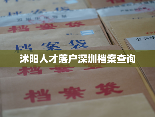沭阳人才落户深圳档案查询