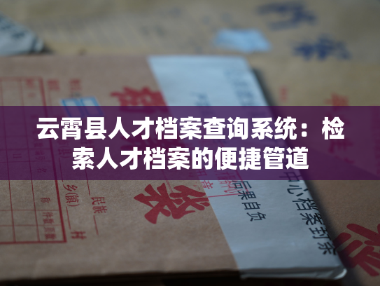 云霄县人才档案查询系统：检索人才档案的便捷管道