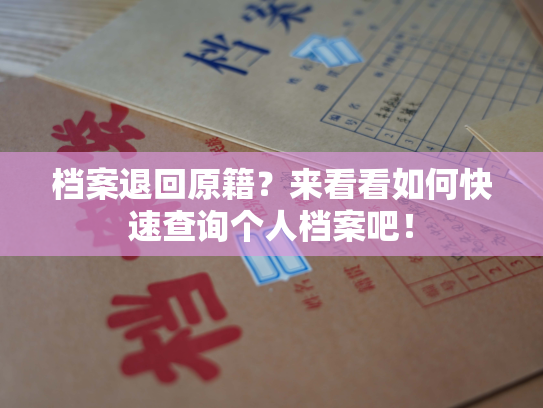 档案退回原籍？来看看如何快速查询个人档案吧！