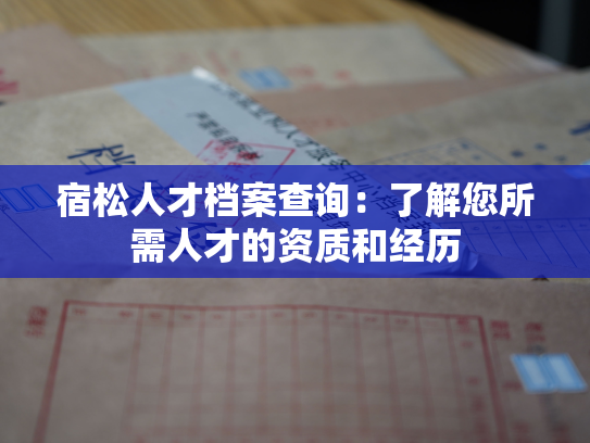 宿松人才档案查询：了解您所需人才的资质和经历