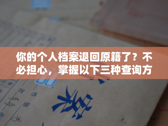 你的个人档案退回原籍了？不必担心，掌握以下三种查询方式，轻松了解自己的档案