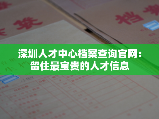 深圳人才中心档案查询官网：留住最宝贵的人才信息