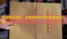 掌握教师资历，成都高新教师档案查询立方便
