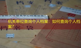 机关单位查询个人档案：如何查询个人档案？