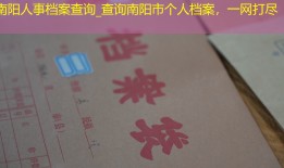 南阳人事档案查询_查询南阳市个人档案，一网打尽