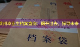 莱州毕业生档案查询：揭开过去，探寻未来