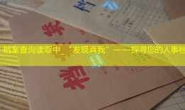 档案查询读取中_“发现真我”——探寻您的人事档案